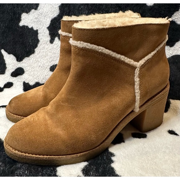 UGG Women's Kasen Suede and Sheepskin Block Heel Booties Size 7.5 - Picture 3 of 8